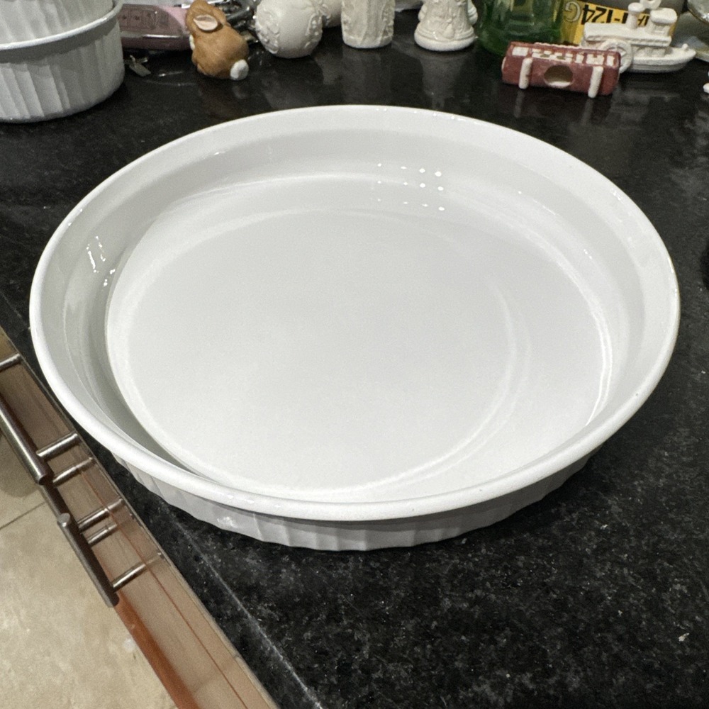 Vintage Corning Ware F-3-B French Bisque Quiche Pie Tart 10" Round Baking Dish